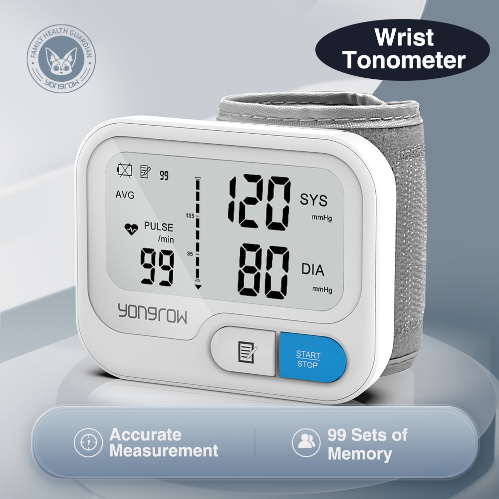 Wrist Blood Pressure Monitors Digital Blood Pressure Machine for Home Use  with Voice LED Backlit Adj